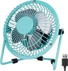 img 4 attached to 🌬️ PEYOU Desk Fan USB, 4-inch Portable Mini USB Fan with 3.9 ft Cable - Small and Quiet Personal Metal Table Fan for Office, Home, and Traveling - Mint Green