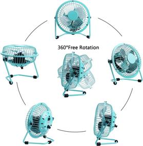 img 1 attached to 🌬️ PEYOU Desk Fan USB, 4-inch Portable Mini USB Fan with 3.9 ft Cable - Small and Quiet Personal Metal Table Fan for Office, Home, and Traveling - Mint Green