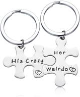 🔑 cj&amp;m stainless steel his crazy her weirdo couples keychains set, personalized couples jewelry, ideal gift for boyfriend and girlfriend logo