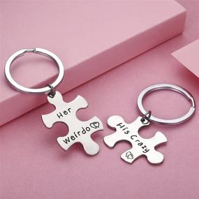 img 3 attached to 🔑 CJ&amp;M Stainless Steel His Crazy Her Weirdo Couples Keychains Set, Personalized Couples Jewelry, Ideal Gift for Boyfriend and Girlfriend