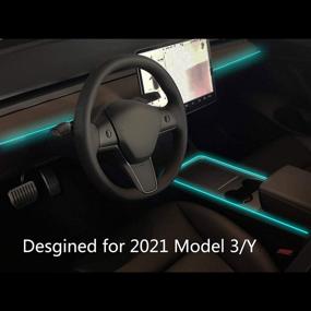 img 3 attached to 🚗 SPEEDPARK Tesla Model 3/Y Neon Light Tubes RGB Interior LED Strip Lights with App Controller - Center Console + Dashboard Light