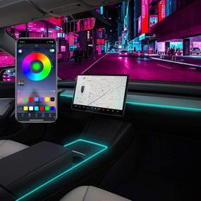 img 4 attached to 🚗 SPEEDPARK Tesla Model 3/Y Neon Light Tubes RGB Interior LED Strip Lights with App Controller - Center Console + Dashboard Light