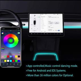 img 2 attached to 🚗 SPEEDPARK Tesla Model 3/Y Neon Light Tubes RGB Interior LED Strip Lights with App Controller - Center Console + Dashboard Light