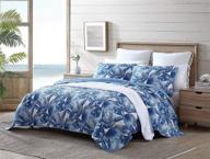 🛏️ tommy bahama king size blue quilt set - 100% cotton, reversible, all season bedding, soft & breathable fabric with matching shams logo