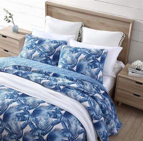 img 2 attached to 🛏️ Tommy Bahama King Size Blue Quilt Set - 100% Cotton, Reversible, All Season Bedding, Soft & Breathable Fabric with Matching Shams
