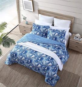 img 3 attached to 🛏️ Tommy Bahama King Size Blue Quilt Set - 100% Cotton, Reversible, All Season Bedding, Soft & Breathable Fabric with Matching Shams