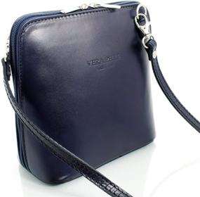 img 3 attached to 💼 Navy Blue Leather Shoulder Crossbody Bag: Ann Tarry Color Splash Collection, Made in Italy