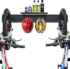 img 3 attached to 🚲 Wallmaster Wall Mount Bike Storage Rack with Storage Shelf - Garage Bike Rack Hangers Hooks for Bicycles, Helmets, and Accessories