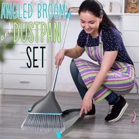img 3 attached to 🟢 Guay Clean Angled Broom and Dustpan Set - Adjustable Handle for Easy Sweeping in Home, Kitchen, and Office Floors - Efficient Dust, Dirt and Debris Collection - Includes Built-in Broom Comb - Green