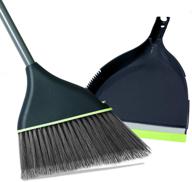 🟢 guay clean angled broom and dustpan set - adjustable handle for easy sweeping in home, kitchen, and office floors - efficient dust, dirt and debris collection - includes built-in broom comb - green logo