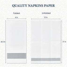 img 3 attached to 100 Packs of Linen-like Guest Towels: Disposable Paper Dinner Napkins for Kitchen, Bathroom Hand Towels, Wedding & Party Napkins - Striped Silver