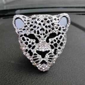 img 1 attached to 🐆 Add a Touch of Elegance to Your Car with the 0717.F Creative Car Charm Bling Leopard Head Interior Decoration - Silver