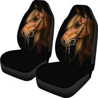 🐎 wellflyhom horse animal print car seat covers - 2 piece front seats only, washable, waterproof, elastic polyester bucket seat protectors for suv - interior accessories logo