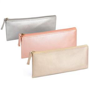 img 4 attached to 💄 Stylish SumDirect 3Pcs Small Makeup Bags Purse: Zip Travel Cosmetic Pouch Set in Pink, Gold, and Silver - Perfect for Organizing!