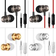 homedge wholesale 4 packs: tangle-free 3.5mm wired earphones with mic 🎧 and remote control - perfect for smartphone, desktop, laptop, mp3, walkman (black+white+red+golden) logo