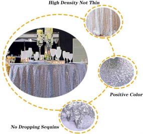 img 2 attached to AIXHN Серебристая скатерть со стеклярусными пайетками - круглая, 48&#34;, элегантное и блестящее украшение для свадьбы, вечеринки, десертов и тортов, новогодних украшений и других событий.