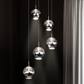 img 3 attached to 5-Light Led-Integrated Pendant Lights Fixture, High-Quality Bubble Globe with Chromed Finish, 4000K, 30W (180 Watt Equivalent), CRI 90+, 2250lm, ETL Listed