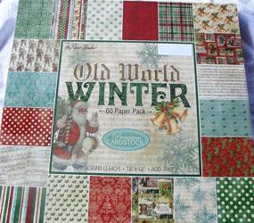 img 4 attached to 🎄 Vintage Winter Christmas Scrapbooking Cardmaking Paper Pack - 12x12 Dotted Music & Holly Design with Snowflakes, Damask, and Plaid Patterns - Includes 60 Sheets