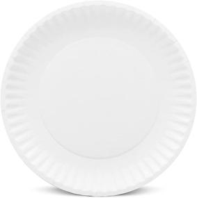 img 3 attached to High-Quality AJM Packaging PP9GREWH White Paper Plates Green 🍽️ Label (10 Packs of 100) - Durable and Eco-Friendly Disposable Plates