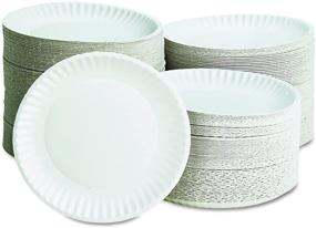 img 2 attached to High-Quality AJM Packaging PP9GREWH White Paper Plates Green 🍽️ Label (10 Packs of 100) - Durable and Eco-Friendly Disposable Plates