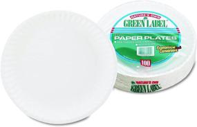 img 1 attached to High-Quality AJM Packaging PP9GREWH White Paper Plates Green 🍽️ Label (10 Packs of 100) - Durable and Eco-Friendly Disposable Plates