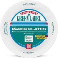 high-quality ajm packaging pp9grewh white paper plates green 🍽️ label (10 packs of 100) - durable and eco-friendly disposable plates logo