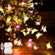 mushroom butterfly cherry blossoms acorn led string lights - festive 16.4 ft 50 leds christmas decorations, battery & usb powered, remote control - perfect for indoor/outdoor party & garden décor (butterfly) логотип