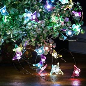 img 3 attached to Mushroom Butterfly Cherry Blossoms Acorn LED String Lights - Festive 16.4 ft 50 LEDs Christmas Decorations, Battery & USB Powered, Remote Control - Perfect for Indoor/Outdoor Party & Garden Décor (Butterfly)