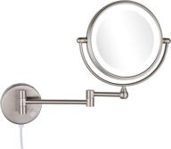 dowry 8 inch led lighted wall mounted vanity makeup mirror - 10x magnification, nickel finish - ideal for bathroom, bedroom, hotel (1805d) logo
