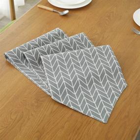 img 1 attached to meioro Cotton Linen Table Runner - Grey Simple Twill Runner for Rectangle Table, Farmhouse Kitchen Dining Décor - Indoor/Outdoor Use, 13 X 70 Inches