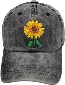 img 3 attached to Stylish Vintage Washed Sunflower Hat with Embroidered Design for Girls and Teens - Waldeal Baseball Cap