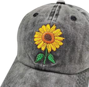 img 2 attached to Stylish Vintage Washed Sunflower Hat with Embroidered Design for Girls and Teens - Waldeal Baseball Cap