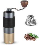 ☕ heihox manual coffee grinder - adjustable conical stainless steel burr mill, 30g capacity portable mill for faster grinding efficiency from espresso to coarse, ideal for office, home, and camping logo