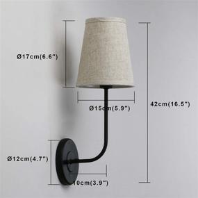 img 1 attached to 💡 Stylish Pathson Vintage Wall Sconce: 2-Pack, 1-Light Industrial Fixture with Linen Fabric Lamp Shade for Bedroom and Living Room, Dark Black Finish