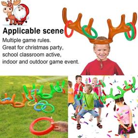 img 1 attached to 🎄 Fun and Festive: 2 Pack Christmas Reindeer Antler Ring Toss Game for Kids - Inflatable Reindeer Hat with Rings - Perfect for Family and Friends Christmas Party Games!