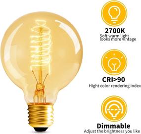 img 1 attached to 💡 6-Pack Globe Edison Bulbs, Vintage 60w Spiral Filament Light Bulb, E26 Base - Amber Tinted - 120V Dimmable - G80 Decorative Lightbulbs