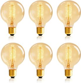img 4 attached to 💡 6-Pack Globe Edison Bulbs, Vintage 60w Spiral Filament Light Bulb, E26 Base - Amber Tinted - 120V Dimmable - G80 Decorative Lightbulbs