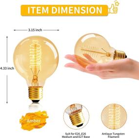 img 3 attached to 💡 6-Pack Globe Edison Bulbs, Vintage 60w Spiral Filament Light Bulb, E26 Base - Amber Tinted - 120V Dimmable - G80 Decorative Lightbulbs