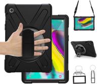 📱 samsung galaxy tab s5e 10.5 inch case 2019, sibeitu 360 degree rotation stand, three layer heavy duty shockproof rugged case with hand strap and shoulder strap, black logo