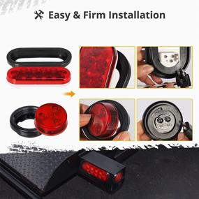 img 1 attached to 🚚 Partsam 2Pcs Steel Trailer RV Light Boxes Housing Kit with 6 Inch Oval Red LED Trailer Tail Lights (10 LEDs) and 2 Inch Red Round LED Side Marker Lights (4 LEDs) with Grommets, Wire Connectors