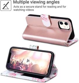 img 2 attached to Stylish ULAK iPhone 12 Mini Wallet Case - Women's PU Leather Flip Wallet with Card Holders, Kickstand, and Phone Protection in Rose Gold - 5.4 Inch