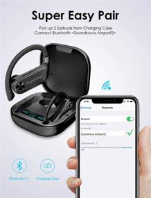img 1 attached to 🎧 Soundnova Airsport2-2nd Gen: Top Deep Bass Waterproof Bluetooth Sports Earbuds with LED Display Charging Case - 60H Playtime for Gym Running Workout