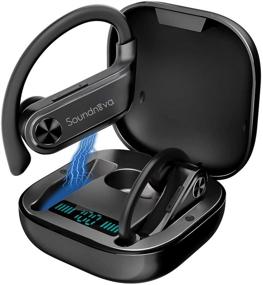 img 4 attached to 🎧 Soundnova Airsport2-2nd Gen: Top Deep Bass Waterproof Bluetooth Sports Earbuds with LED Display Charging Case - 60H Playtime for Gym Running Workout