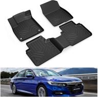 🚗 kiwi master all-weather floor mats compatible with 2018-2021 honda accord accessories - front & rear 2 row seat tpe slush liner set in black - suitable for all models logo