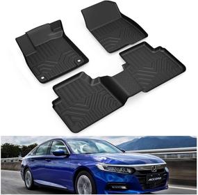 img 4 attached to 🚗 KIWI MASTER All-Weather Floor Mats Compatible with 2018-2021 Honda Accord Accessories - Front & Rear 2 Row Seat TPE Slush Liner Set in Black - Suitable for All Models