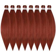 🔥 wome dark red pre-stretched braid professional hair extensions - 26 inch, 8 packs | hot water perm yaki synthetic hair for twist braids logo