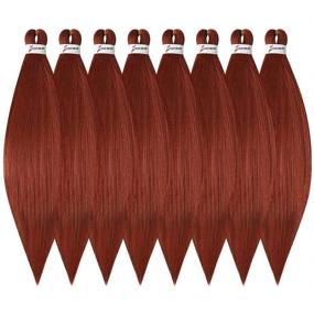 img 4 attached to 🔥 WOME Dark Red Pre-stretched Braid Professional Hair Extensions - 26 Inch, 8 Packs | Hot Water Perm Yaki Synthetic Hair for Twist Braids