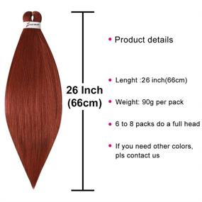 img 2 attached to 🔥 WOME Dark Red Pre-stretched Braid Professional Hair Extensions - 26 Inch, 8 Packs | Hot Water Perm Yaki Synthetic Hair for Twist Braids