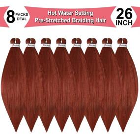 img 3 attached to 🔥 WOME Dark Red Pre-stretched Braid Professional Hair Extensions - 26 Inch, 8 Packs | Hot Water Perm Yaki Synthetic Hair for Twist Braids