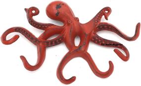 img 3 attached to 🐙 The Metal Magician Vintage Swimming Octopus Key Hook: Distressed Red, Perfect for Sea-themed and Coastal Décor